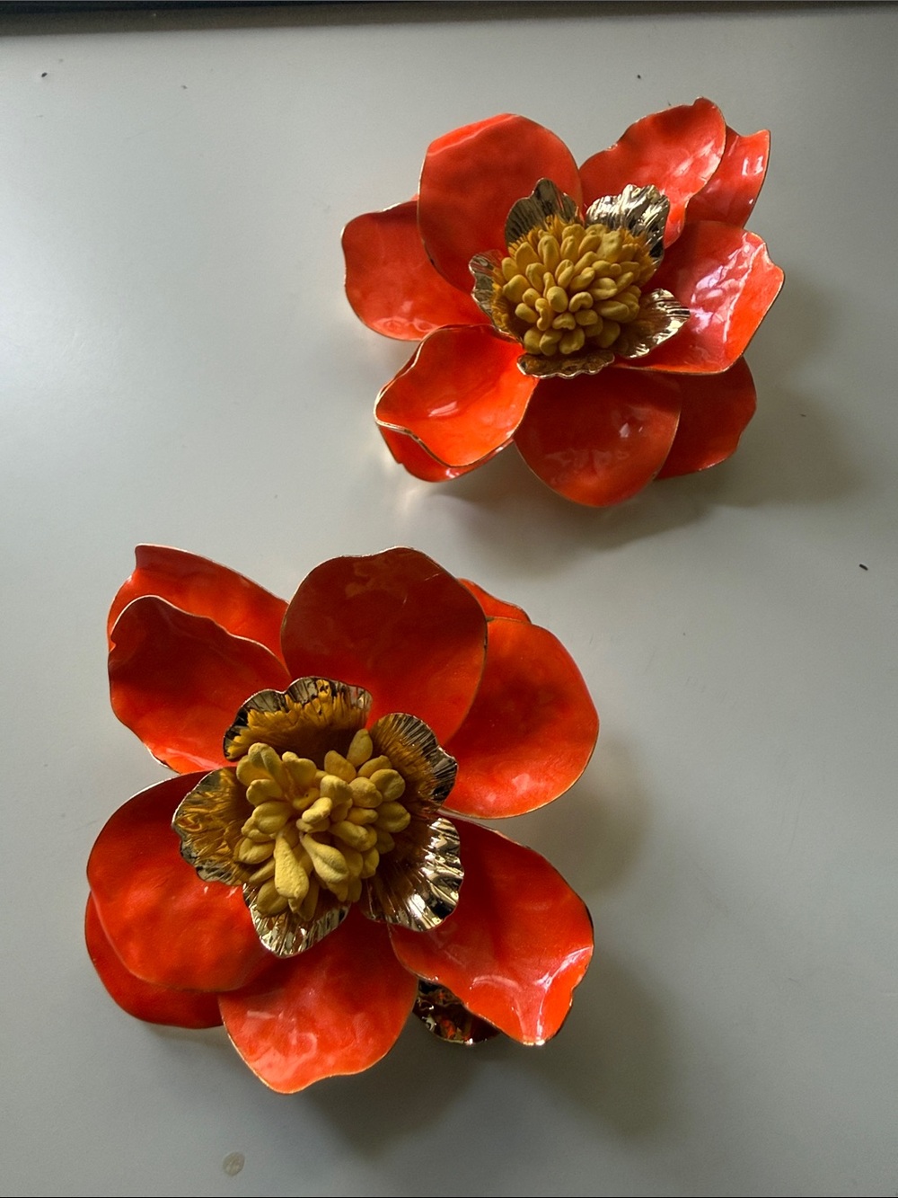 Orange and Gold Floral Statement Earrings **NEW**